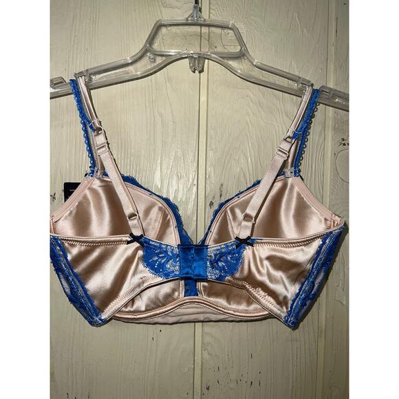 Heidi Klum Bra 34DD 34E Intimates Poolside Affair Blue Lace Satin Underwire NEW - Picture 9 of 13